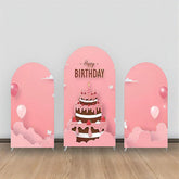 Rosa Geburtstag Kuchen Wolke Ballon Bogen Hintergrund Bausatz